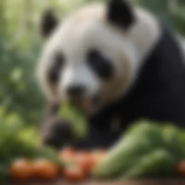 Panda Nibbling on Fresh Vegetables