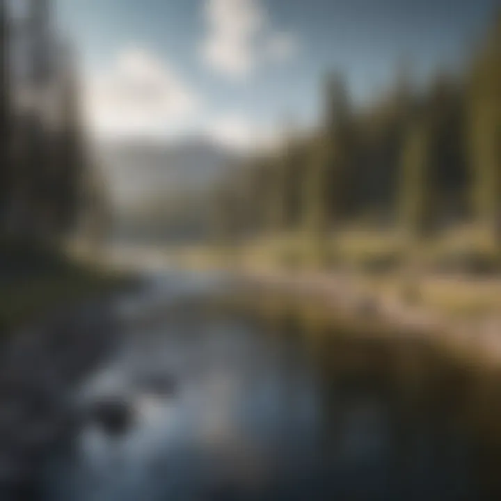 Peaceful river flowing through Yellowstone's wilderness