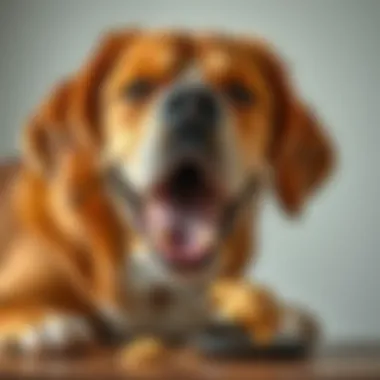 Joyful Moment: Dog and Peanut Butter A dog happily enjoying a spoonful of peanut butter