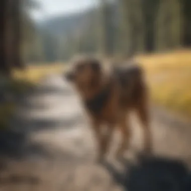 Person hiking with their dog in Yellowstone