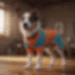 Stylish dog wearing colorful pet pants