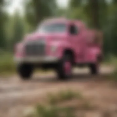 Artistic Showcase of Pink Tonka Truck Pink Tonka Truck Displayed in Artistic Composition