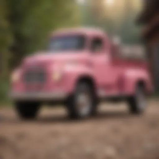 Vibrant Pink Tonka Truck in Retro Setting