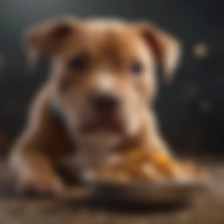 Pitbull puppy enjoying a balanced meal