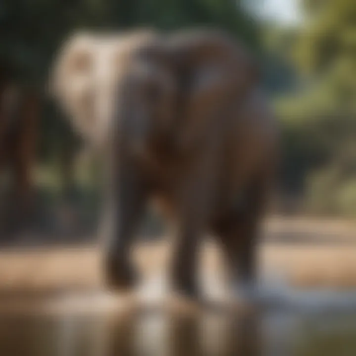 Playful Baby Elephant Splashing in a Waterhole