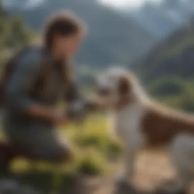 Pyrenees engaging in playful interaction with a child