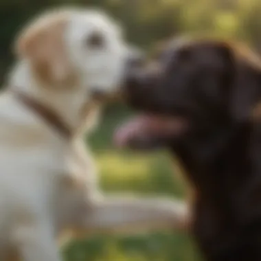 Labrador Retriever's Playful Interaction