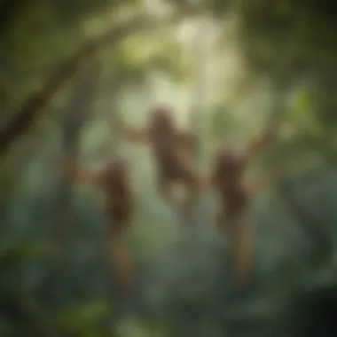 Playful primates swinging through the lush canopy