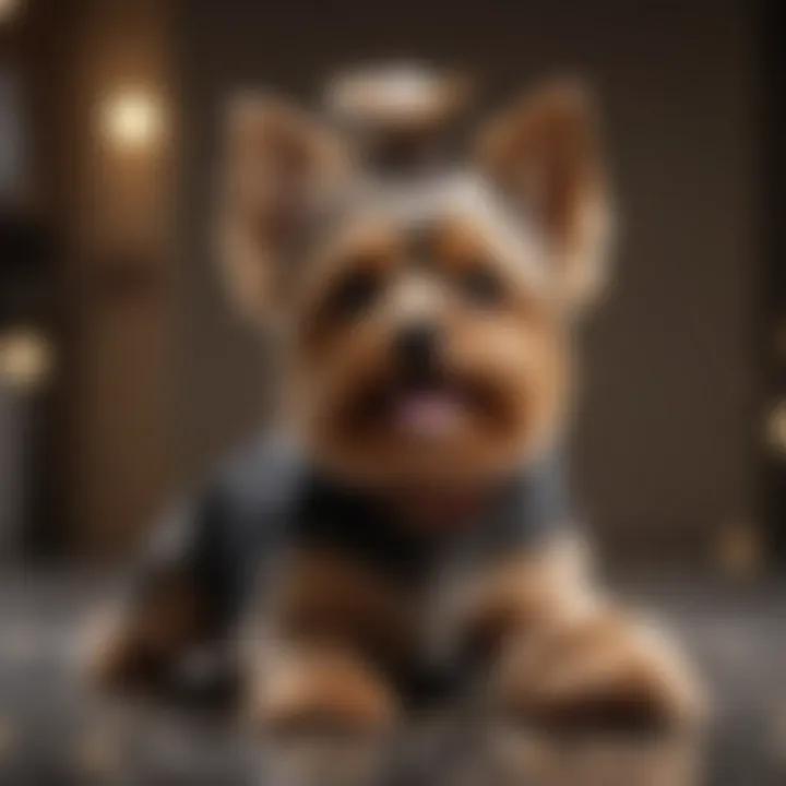 Yorkie exhibiting playful behavior