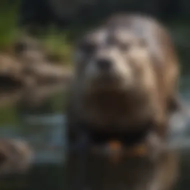 Otter Playfully Hunting for Fish