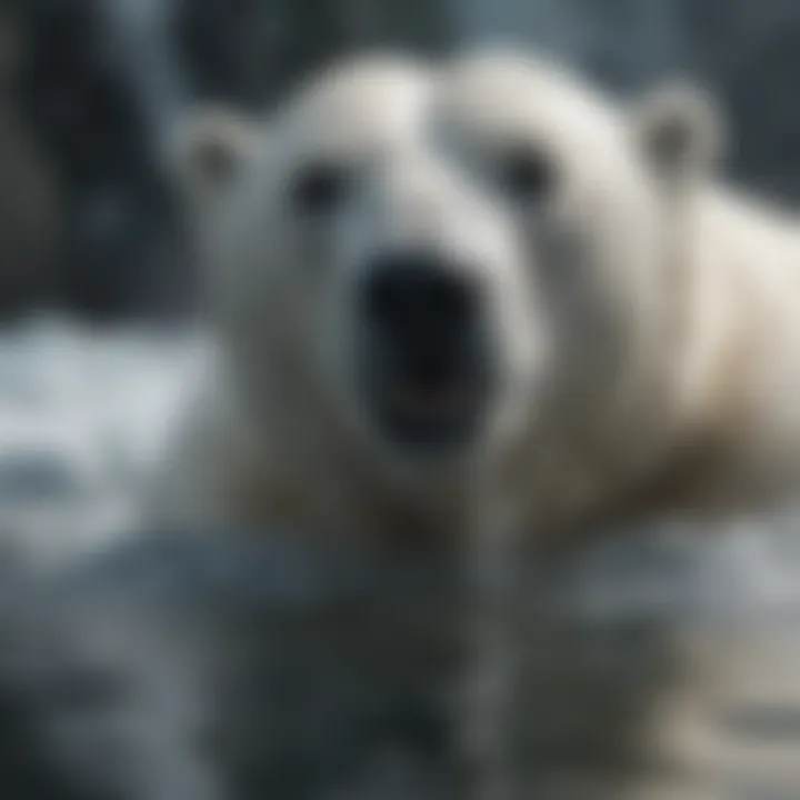 Polar Bear Swimming in Icy Waters