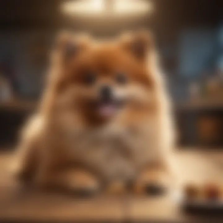 Pomeranian owner offering a variety of dog treats