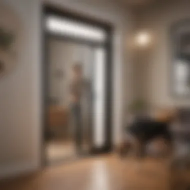 Owner Watching Pet Use Power Pet Automatic Pet Door An owner observing their pet happily using the Power Pet Automatic Pet Door