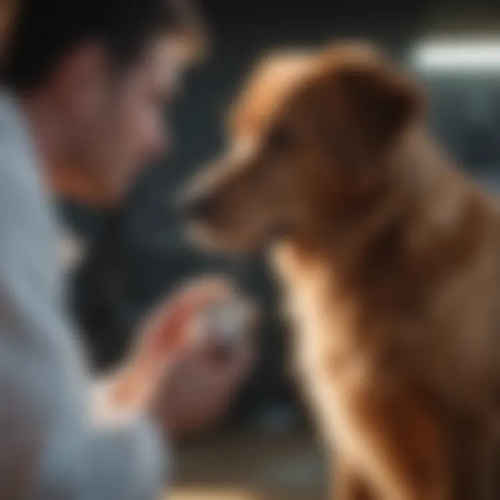 Veterinarian examining a dog for health issues