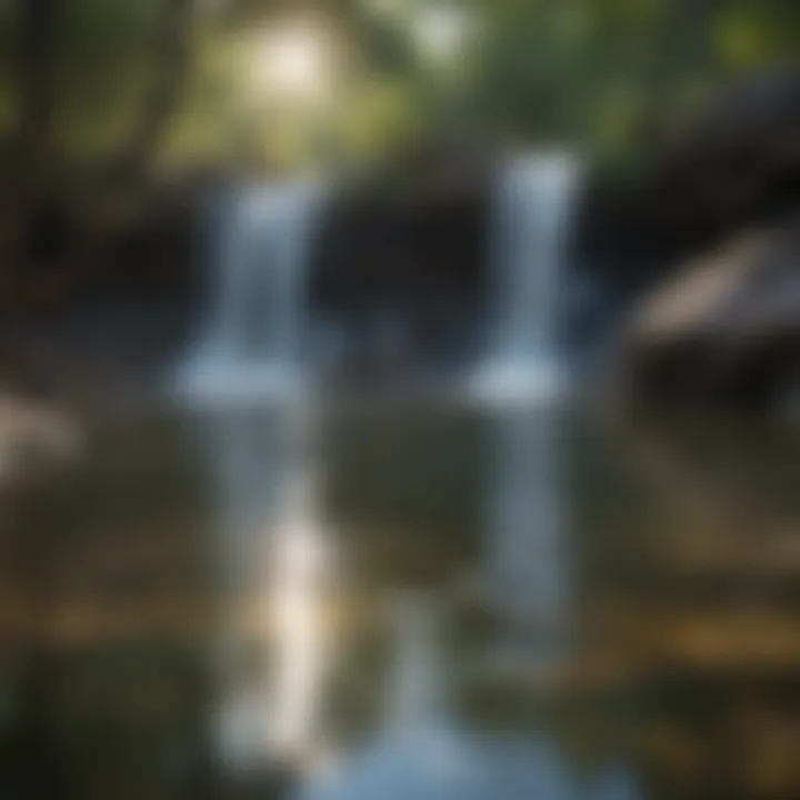 Crystal Clear Waterfall Pool Reflecting Sunlight