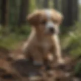 Puppy exploring outdoor environment