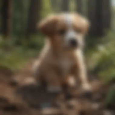 Puppy exploring outdoor environment