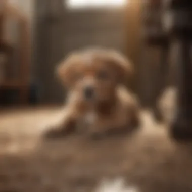 A playful puppy nestled in a quiet corner, ready for a nap