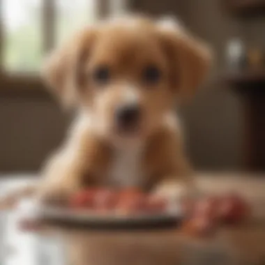 Puppy's Balanced Diet Healthy puppy enjoying a nutritious meal