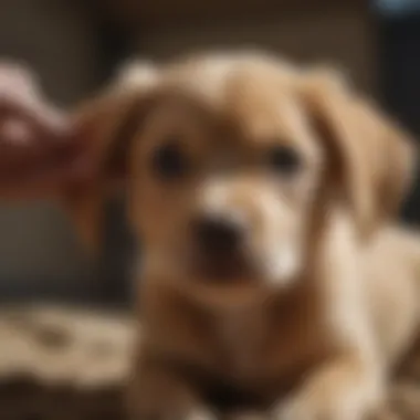 Puppy receiving flea treatment from a caring owner