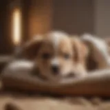 Adorable sleeping puppy in a cozy bed