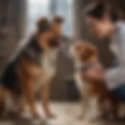 Illustration of veterinary doctor administering rabies shot to a dog