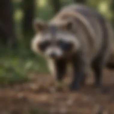 Raccoon enjoying a meal in nature