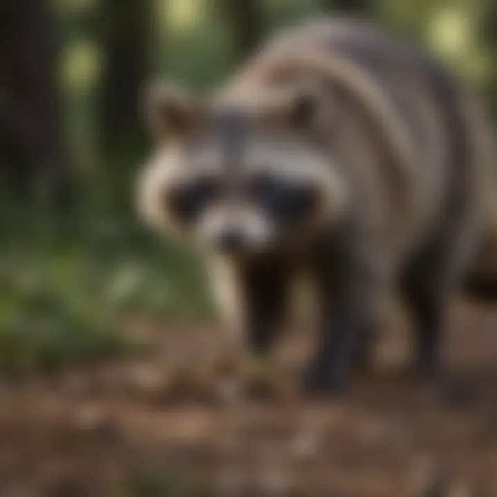 Raccoon enjoying a meal in nature