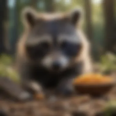 Raccoon foraging for food