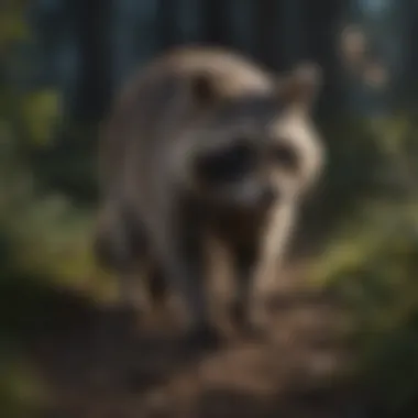 Nocturnal Foraging Behavior of Raccoons Raccoon foraging for food at night