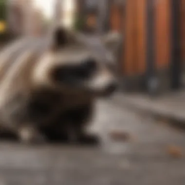 Urban Raccoon Observing Its Territory Raccoon in urban setting observing surroundings