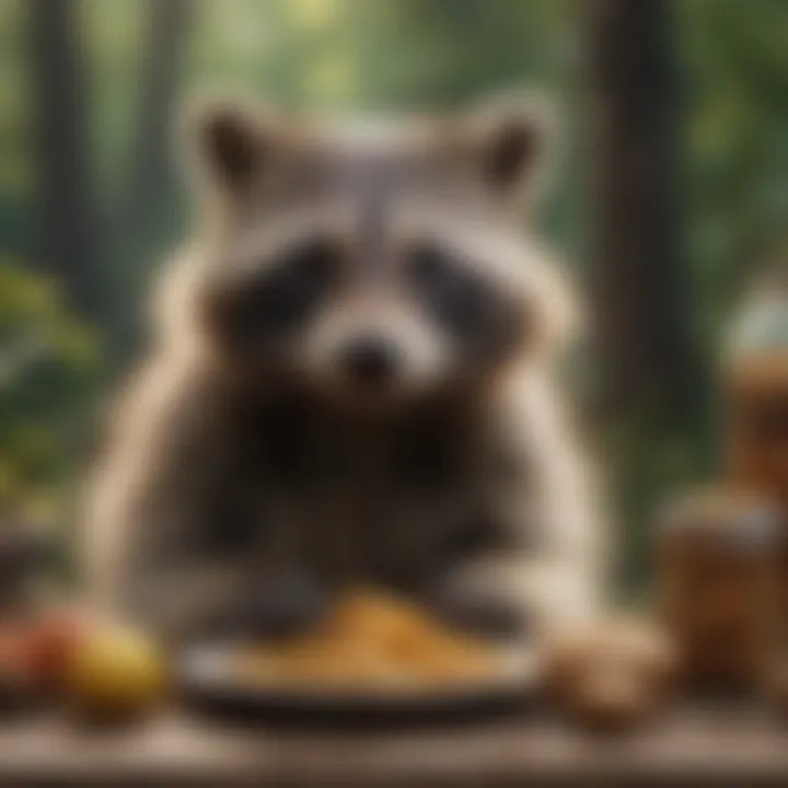 Raccoon with a varied diet