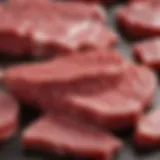 Close-up of fresh raw beef cuts suitable for dog diets