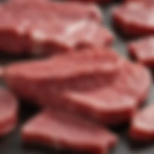 Close-up of fresh raw beef cuts suitable for dog diets