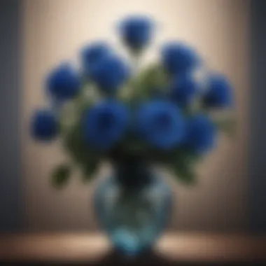 A vibrant bouquet of genuine blue roses arranged elegantly.