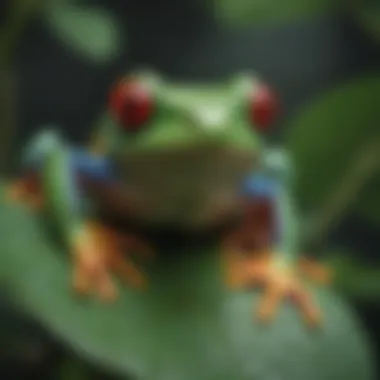 Red-eyed Tree Frog perched on green leaves