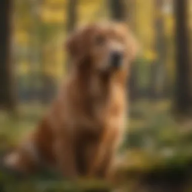 Majestic red golden retriever in a natural setting