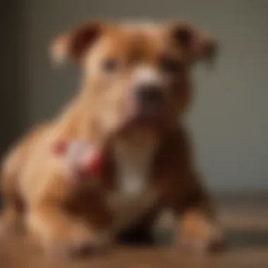 Red Nose Pitbull Puppy Bonding with its Owner