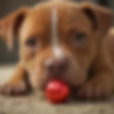 Red Nose Pitbull Puppy Resting Comfortably at Home