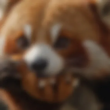 Detailed close-up of a red panda's paw