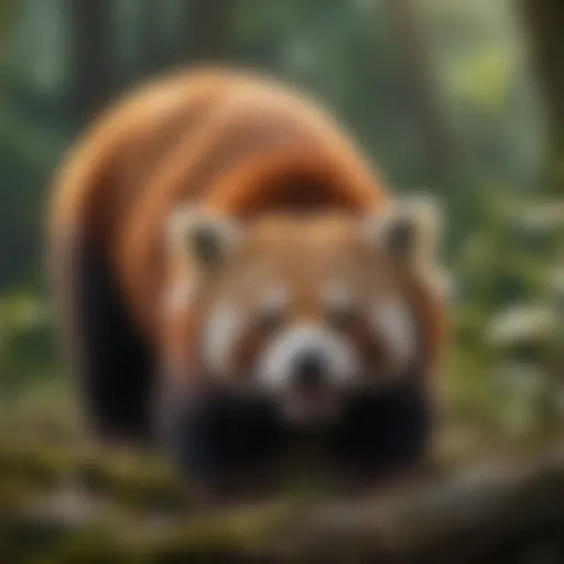 Majestic red panda in its natural habitat