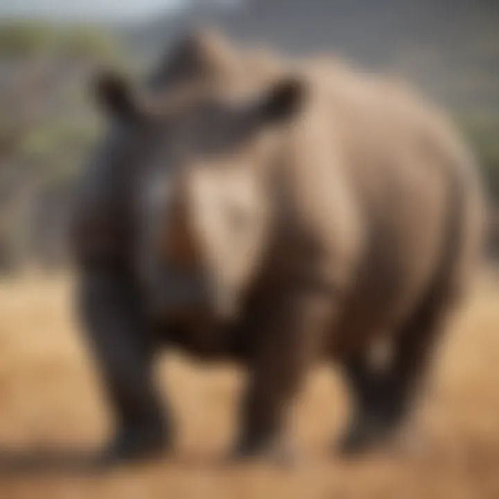 Rhinoceros Grazing in Savanna