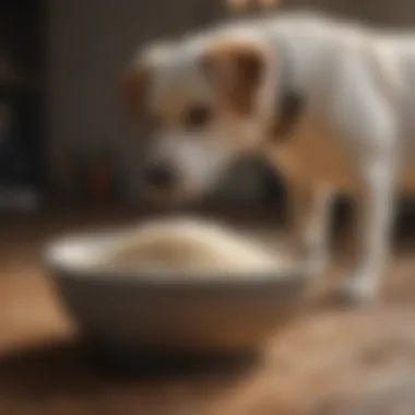 Canine food bowl with cooked rice