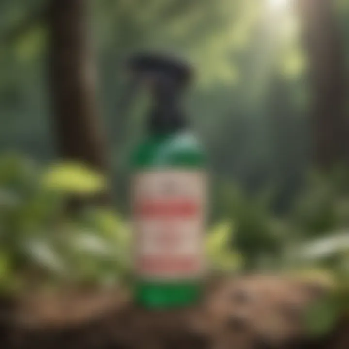 Rodent Sheriff Peppermint Spray bottle prominently displayed against a natural setting