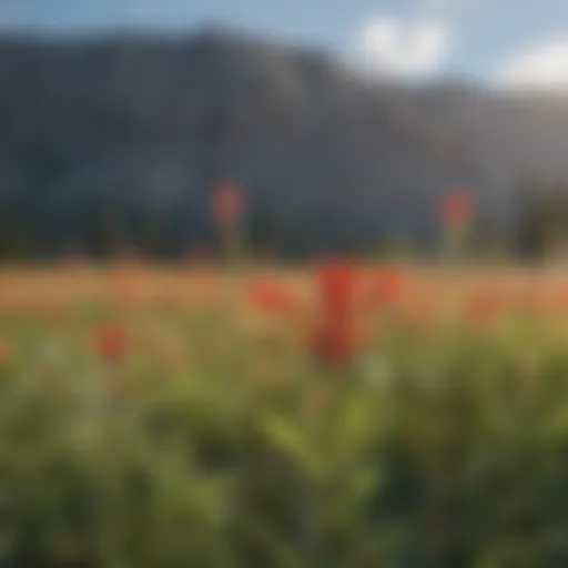 Beautiful Scarlet Paintbrush wildflower in a meadow