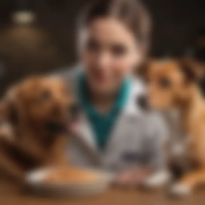 Veterinarian discussing dog food options with a pet owner