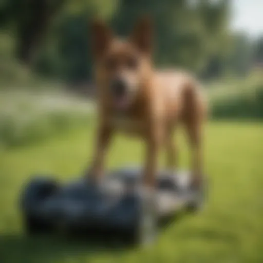 Dog scooting on grass