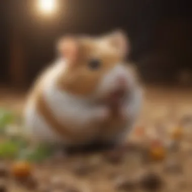 Hamster enjoying a mix of seeds and grains