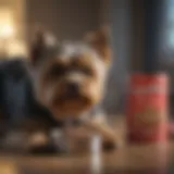 A Yorkshire Terrier enjoying a bowl of premium dry dog food
