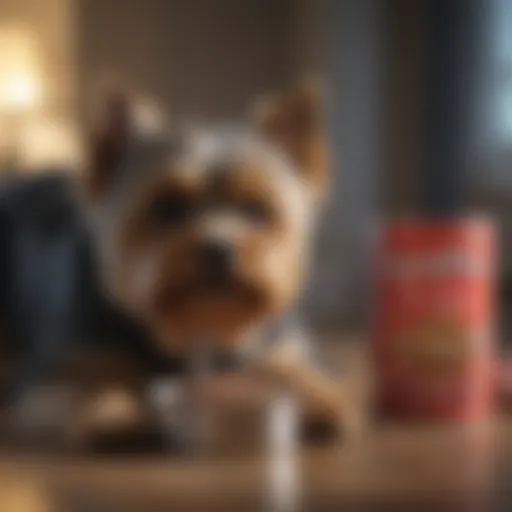 A Yorkshire Terrier enjoying a bowl of premium dry dog food
